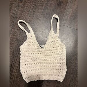 Zara Cream Crochet Knit Tank Top